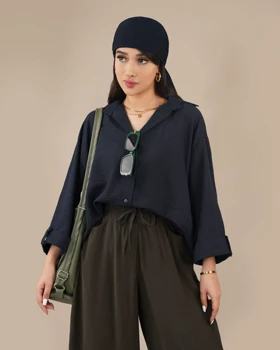 شومیز اسلپ سرمه ای کد 30295