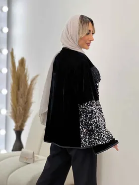 مانتو پولک دوزی ریش دار