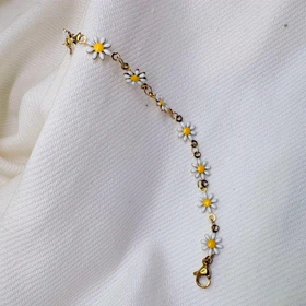 دستبند گل بابونه استیل طلایی