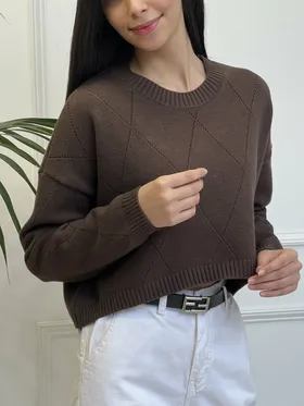 پلیور بافت طرح لوزی