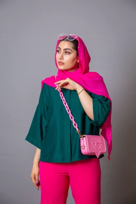 بابوس شومیزی پشت دکمه چوبی