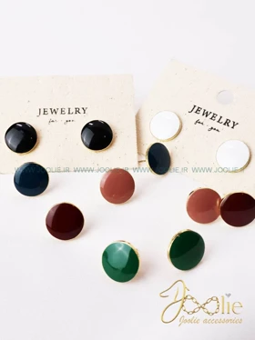 گوشواره زنانه میناکاری مدل دکمه کد E1156