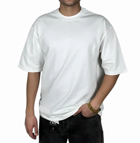 تیشرت آستین کوتاه سفید ساده پارچه ماکان