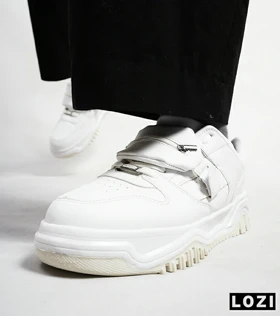 کفش کتانی بگ دار مردانه سفید شیری BERSHKA