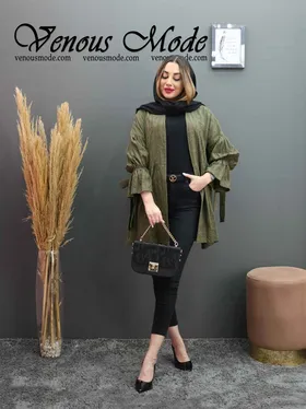 مانتو آستین بنددار خامه دوزی