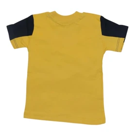ست تیشرت آستین کوتاه و شلوارک پسرانه مدل خرس PJ1144 رنگ زرد