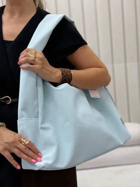 کیف زنانه سایز بزرگ برزنتی اطلس (آبی آسمانی)
