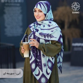 روسری نخ پنبه قاصدک (آبی سورمه‌ای)