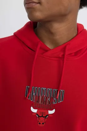 سویشرت پارچه ای ضخیم با کلاه استاندارد Fit Nba Chicago Bulls B3884AX24SP