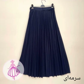 دامن پلیسه کرپ جودون بلند (سرمه ای)