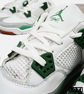 کتانی ساق‌دار زنانه و مردانه سفید طوسی سبز Nike air jordan 4 مدل 4829