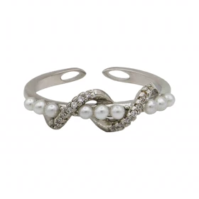 انگشتر زنانه مروارید دار طرح مارپیچ