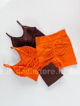 ست نیم‌تنه کاپ‌دار و شورتک پشت چروک کبریتی
