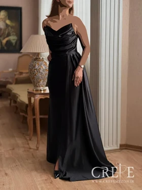 ماکسی ساتن شنل دار جلو پیله