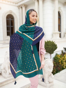 شال گل ریز ظیفی دو رنگ نخی