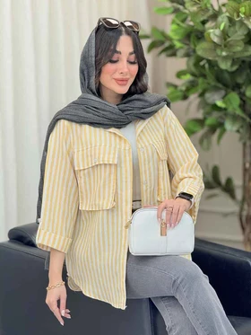 مانتو راه راه جیب پاکتی