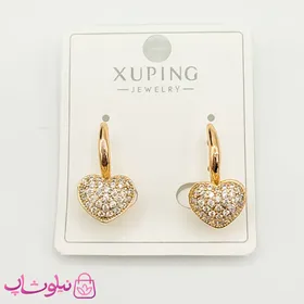 گوشواره دخترانه ژوپینگ مدل قلب نگین‌دار