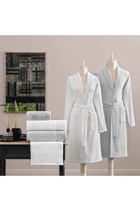 ست حوله و حوله‌پوش Taç مدل Adria Pure Cotton پنبه - سفید