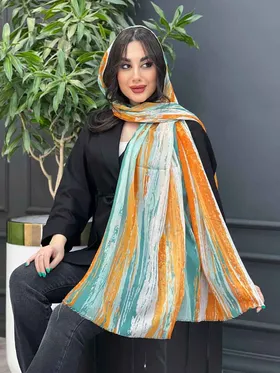 شال حریرنخ آبرنگی خطی