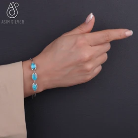 دستبند نقره نگین فیروزه