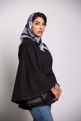 پانچو زنانه کمربند دار لامر