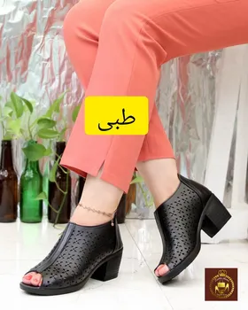 صندل طبی پاشنه‌دار مجلسی و اداری جلوباز زنانه گندم لیزری