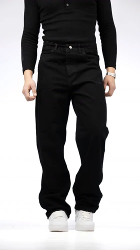 شلوار بگ جین مشکی قد 110 سانت * بهترین کیفیت دنیم کد 946