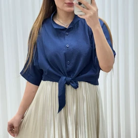 شومیز گره‌ای ینزی 7496 (سرمه ای)