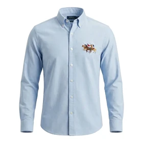 پیراهن گلدوزی مردانه طرح چوگان برند Ralph Lauren (آبی روشن)
