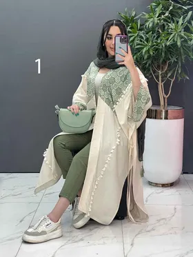 مانتو لینن نچرال بلند طرح دوزی