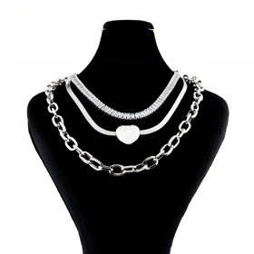 گردنبند دخترانه مدل 3 لاین قلبی