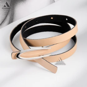 کمربند باریک زنانه Skinny Leather Belt BL2 (کرم)