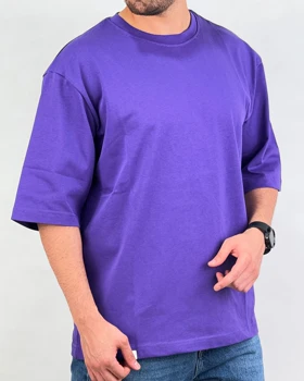 تیشرت مردانه ساده بیسیک نیو رنگ بنفش کد 772591