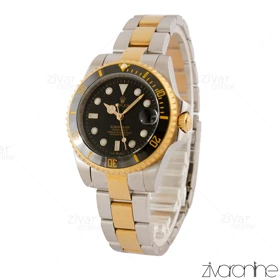 ساعت رولکس ساب مارینر زنانه دورنگ طلایی صفحه مشکی 105467