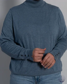 پلیور یقه اسکی زنانه C&A آبی خاکستری