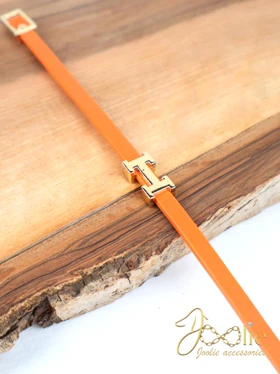 دستبند چرمی زنانه هرمس کد B2220 (نارنجی)