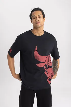 تیشرت DeFactoFit NBA Chicago Bulls Oversize Fit Crew Neck T-shirt B3889AX24SP
