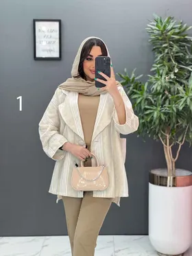 مانتو کتی راه راه تک دکمه