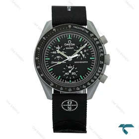 ساعت سواچ امگا ماموریت به ماه مشکی طوسی بند برزنتی Swatch-8842-U