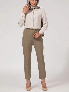 شومیز زنانه بیسیک آستین بلند یقه مردانه 30104