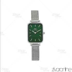 ساعت دنیل ولینگتون زنانه مستطیلی بند حصیری صفحه سبز 106714