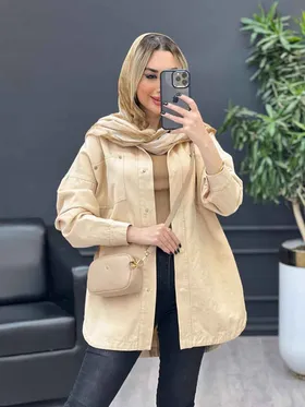مانتو کتان دو جیب