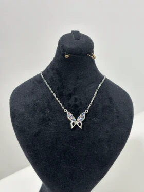 گردنبند نقره زنانه اصل با پلاک پروانه 981