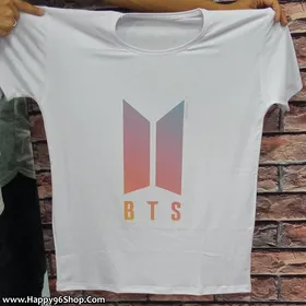 تیشرت با لوگوی صورتی گروه BTS کد T - 384