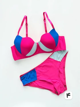 ست شورت و سوتین اسفنجی فنر دار صدفی سه رنگ