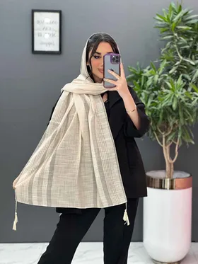 شال لینن طرح راه راه ریز