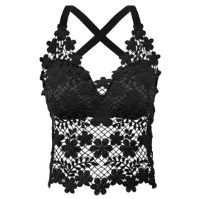 کراپ تاپ زنانه ماییلدا مدل گل‌گلی گیپوری کد 5474-1837