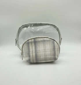 کیف لوازم آرایش سه عددی چهارخونه در سه رنگ