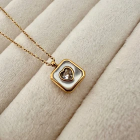 گردنبند استیل مینیمال قلب نگینی کد 845