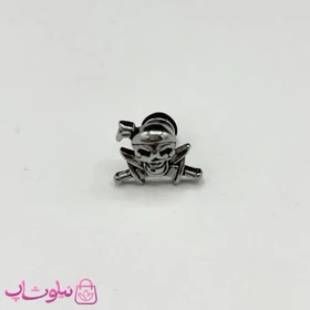 پیرسینگ گوش طرح اسکلت دزد دریایی نقره ای